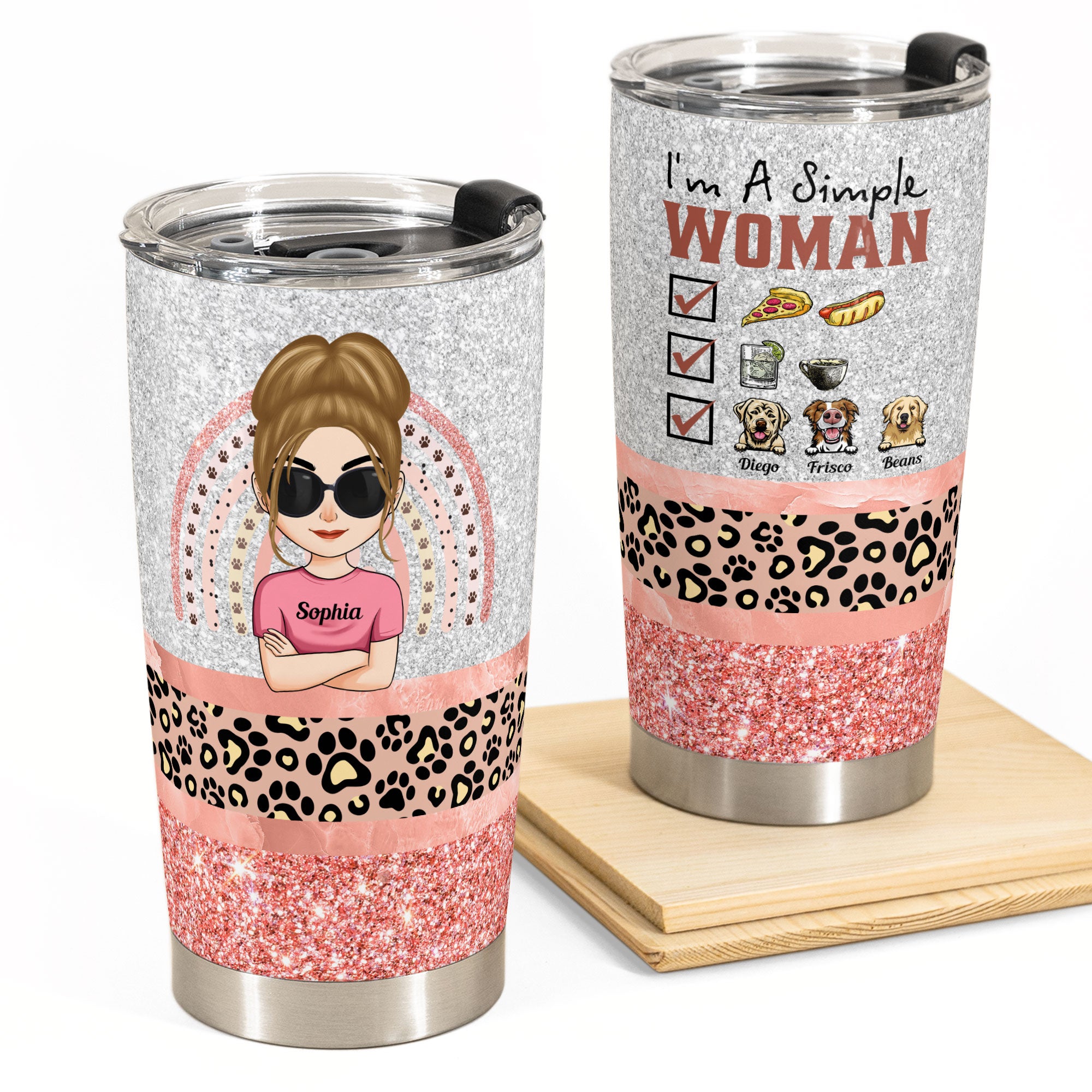 Simple Woman - Personalized Tumbler Cup - Birthday, Funny Gift For Dog