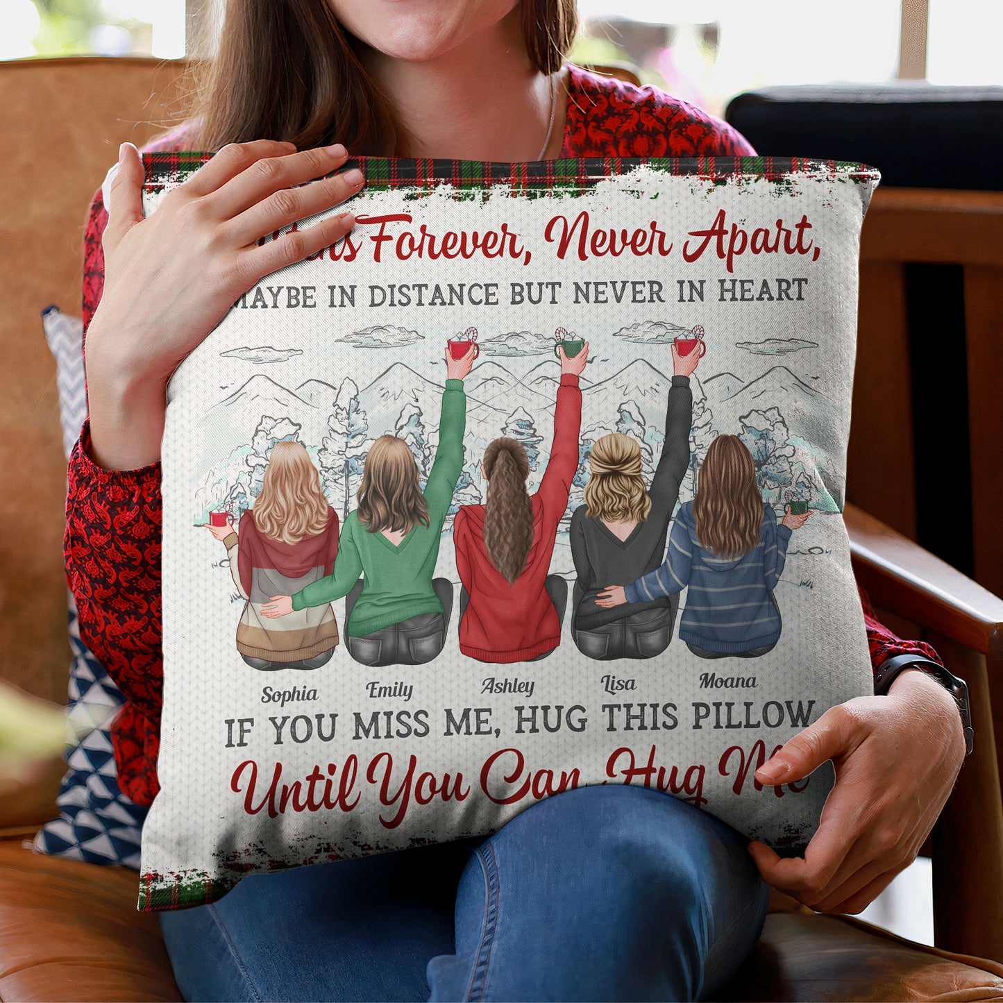 Sister Are Never Apart In Heart - Personalized Pillow (Insert Included) - Christmas Gift For Sisters, Besties, Soul Sisters, Heartwarming Gift