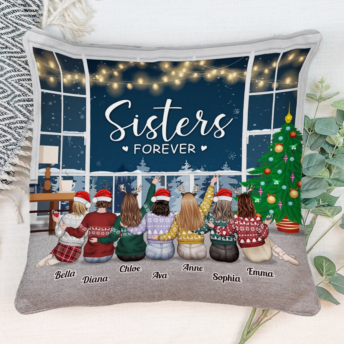 Sisters Forever - Personalized Pillow - Christmas Gift For Sisters, Besties, Friends, Family