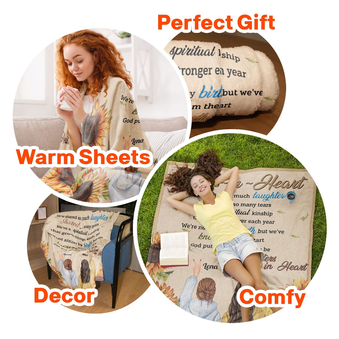 Sisters In Heart - Personalized Blanket - Birthday, Friendship Day Gift For Besties, Friends, Soul Sisters, Girl