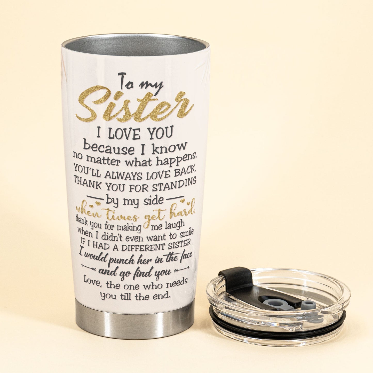Sisters Forever Never Apart - Personalized Tumbler Cup - Birthday Gift For Sister - Custom Size