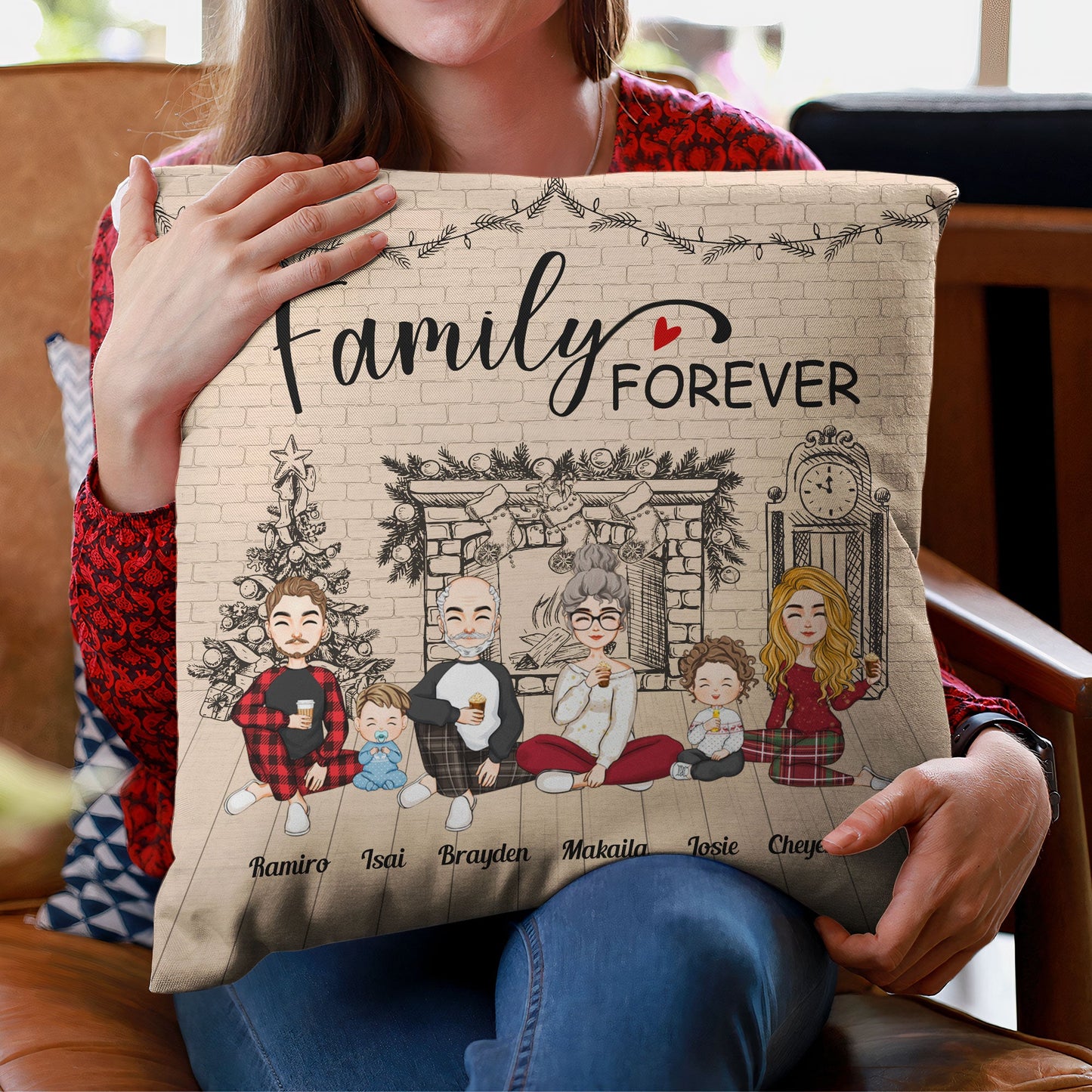 Sketch Version - Family Forever - Personalized Pillow - Christmas, New Year Gift For Family, Sisters, Brothers, Siblings