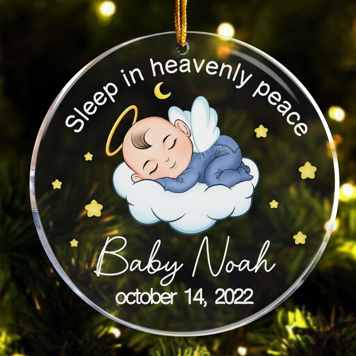 Sleep In Heavenly Peace, Angel Baby - Personalized Circle Acrylic Ornament