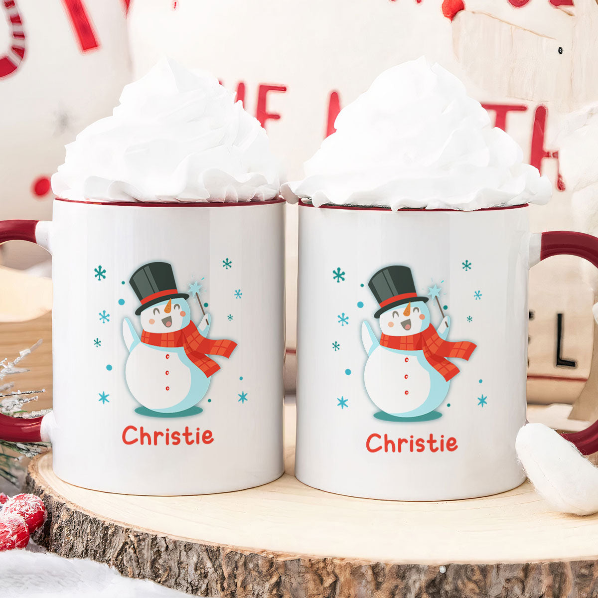 Snowman Christmas Mug Gift For Kids - Personalized Accent Mug