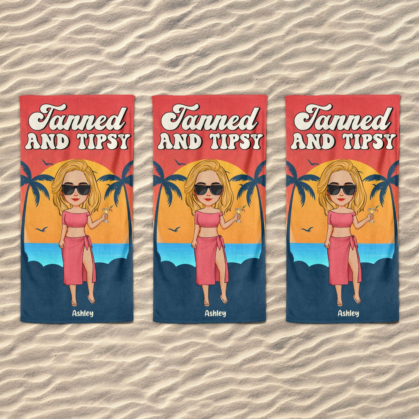 Tanned & Tipsy - Personalized Beach Towel