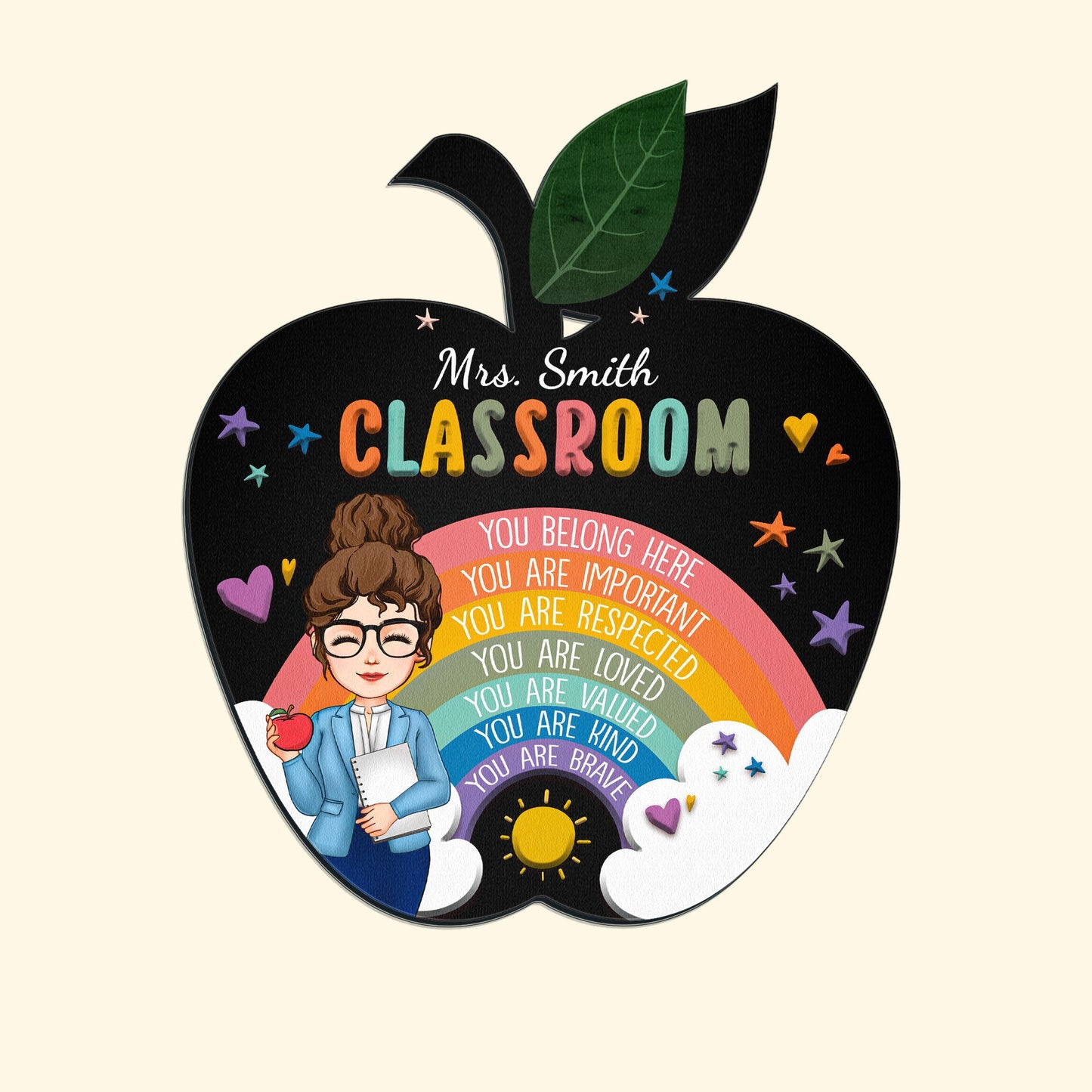 Teacher Classroom You Are Respected - Personalized Custom Shape Doormat