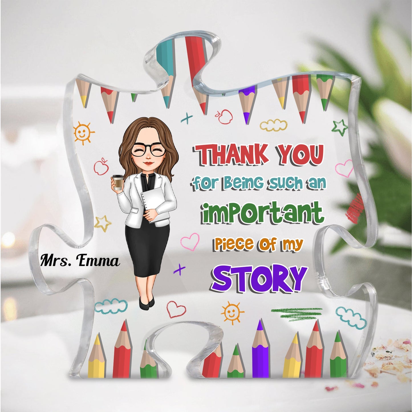 Thank You For Being An Important Piece - Personalized Puzzle Piece Acrylic Plaque