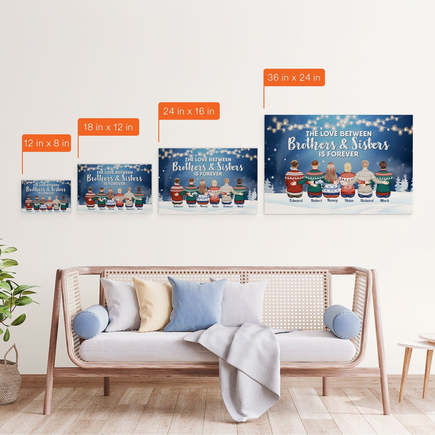 The Love Between Brothers & Sisters Is Forever - Personalized Canvas - Christmas Gift Siblings Canvas For Siblings - Family Hugging