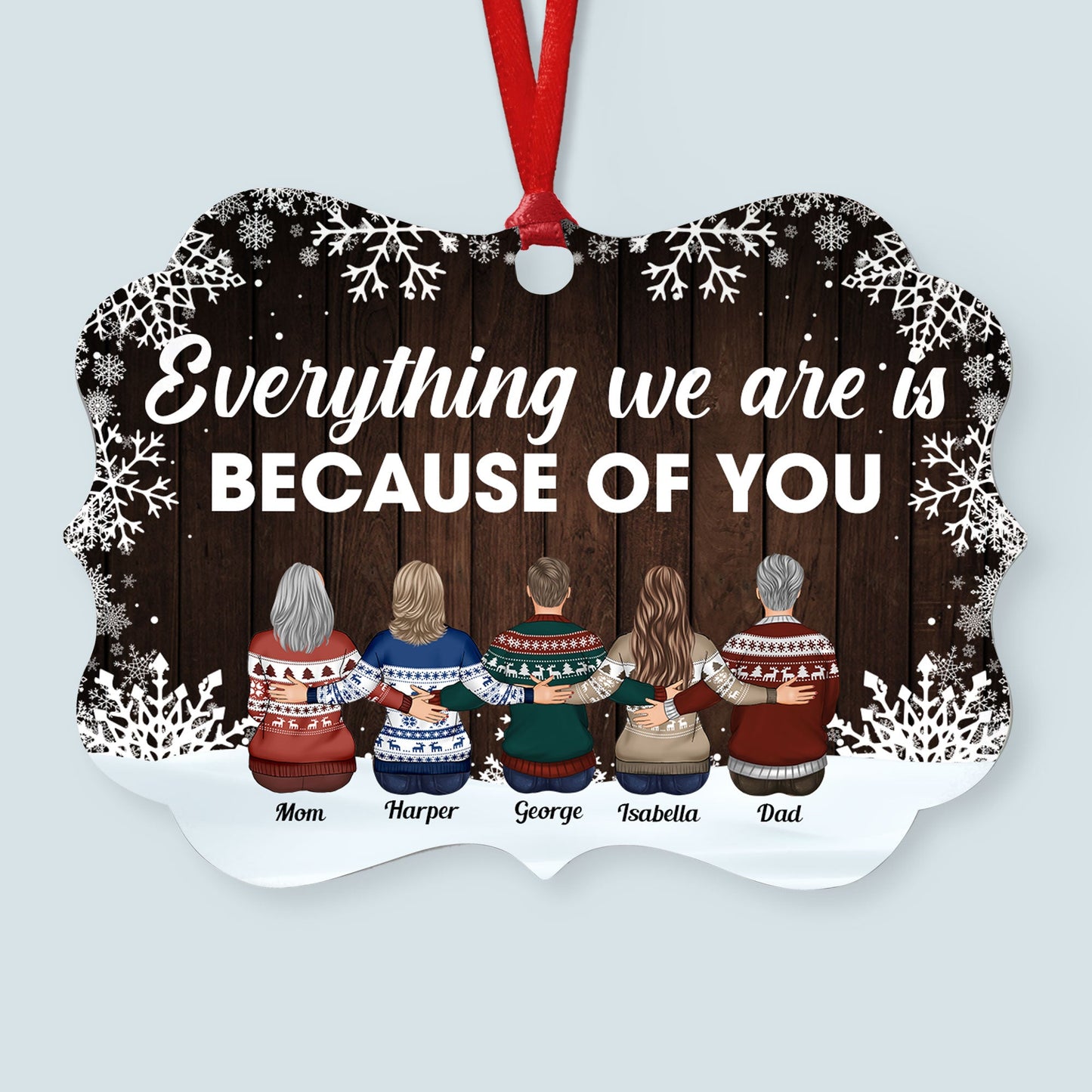 The Love Between Family Is Forever - Personalized Aluminum Ornament - Family Hugging