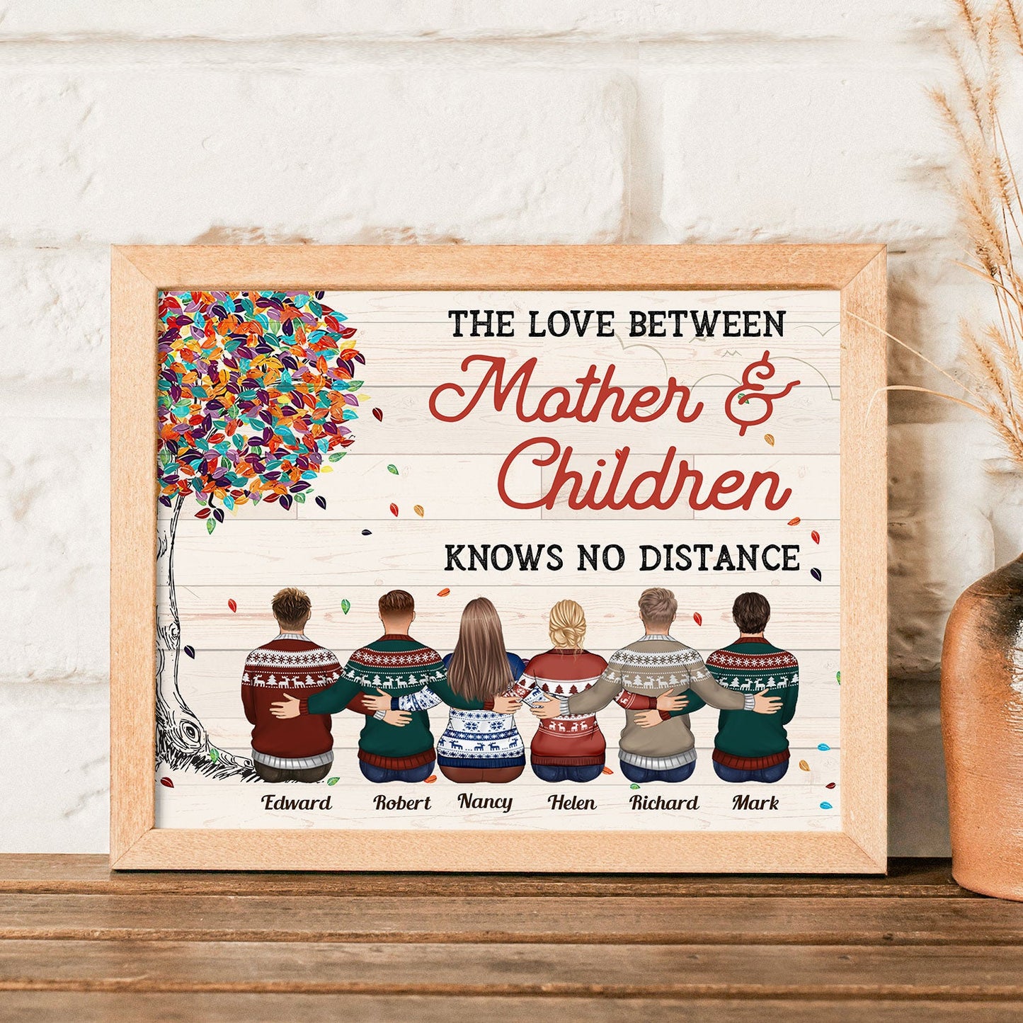 The Love Between Mother & Children Knows No Distance - Personalized Poster - Mother's Day Gift For Mom, Mother - Family Hugging