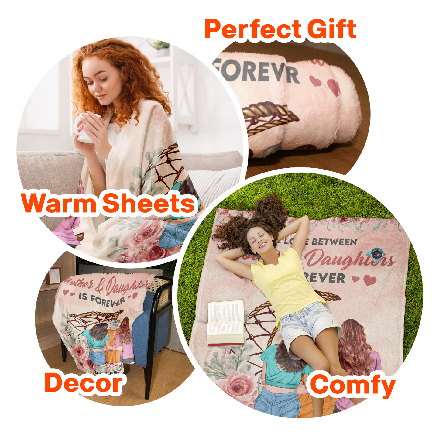 The Love Between Mother & Daughters - Personalized Blanket - Birthday Mother's Day Gift For Mom, Daughters - Gift From Husband, Daughters