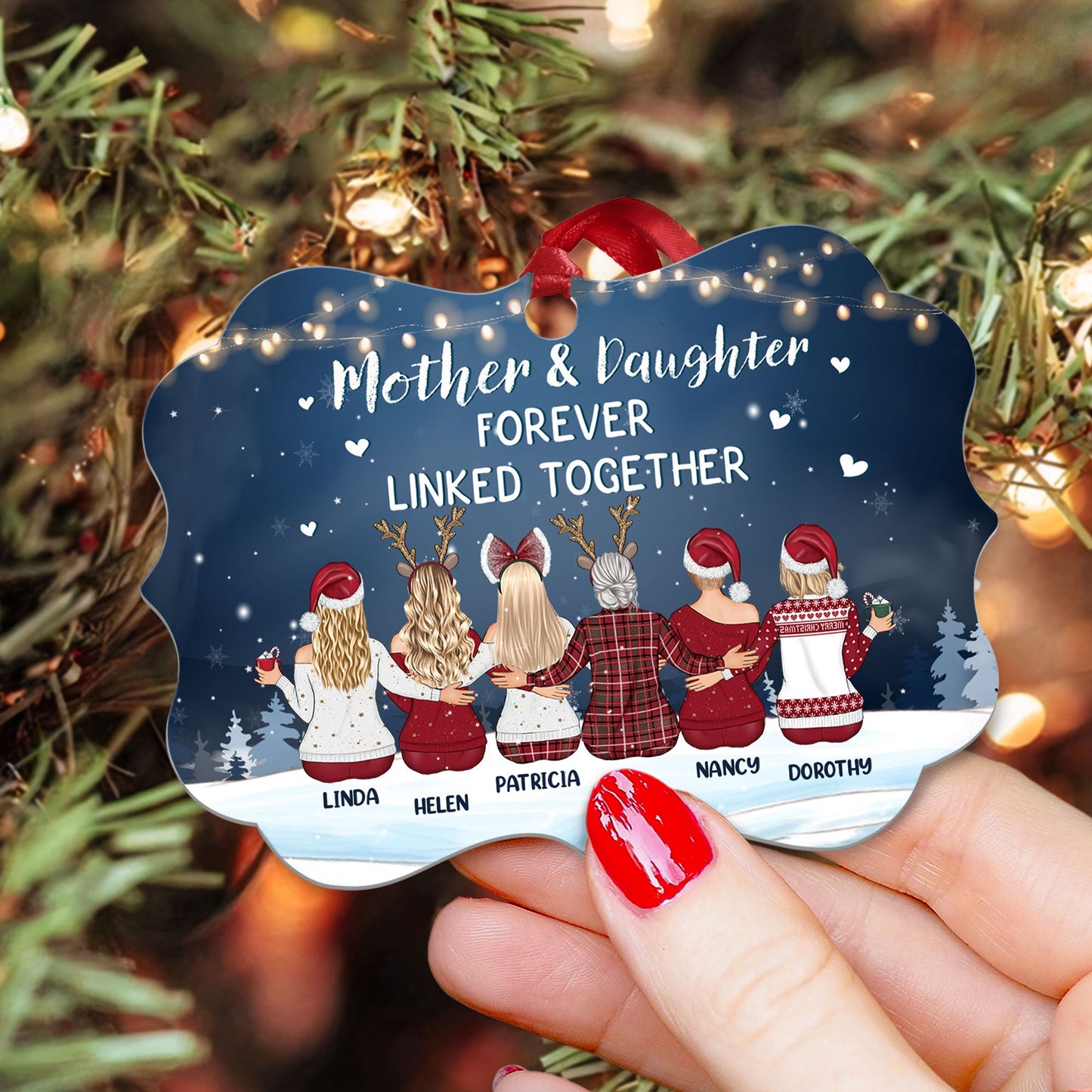 The Love Between A Mother And Daughter Is Forever - Personalized Aluminum Ornament - Christmas Gift For Mom