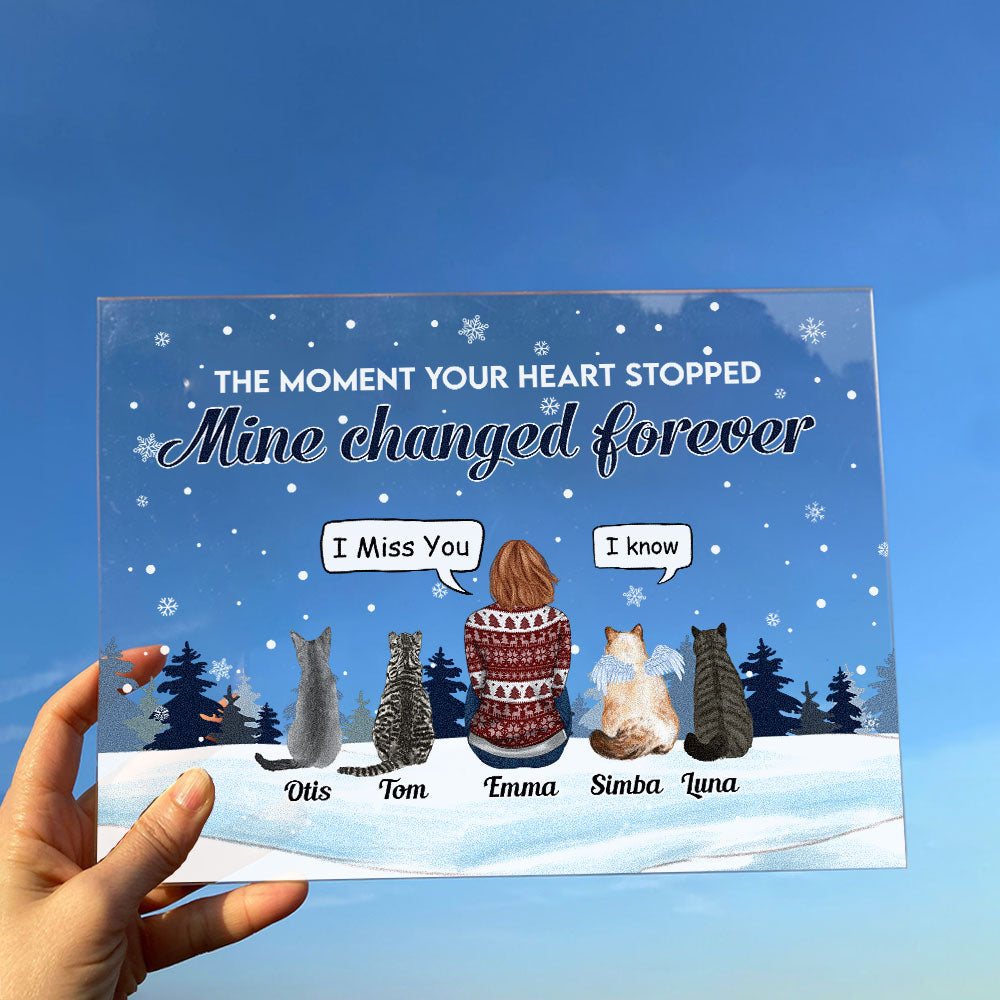 The Moments Your Hearts Stopped - Personalized Acrylic Plaque- Christmas, Memorial, Loving Gift For Pet Loss Owners, Cat Mom, Cat Dad