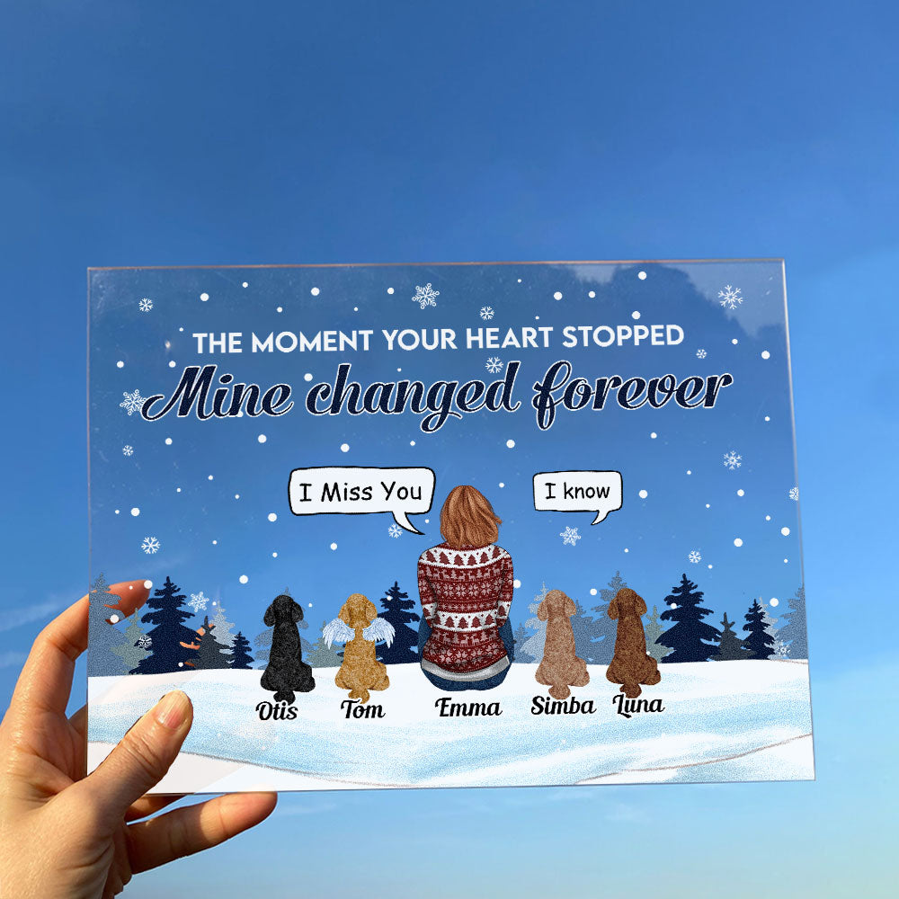 The Moments Your Hearts Stopped - Personalized Acrylic Plaque - Christmas, Memorial, Loving Gift For Pet Loss Owners, Dog Mom, Dog Dad