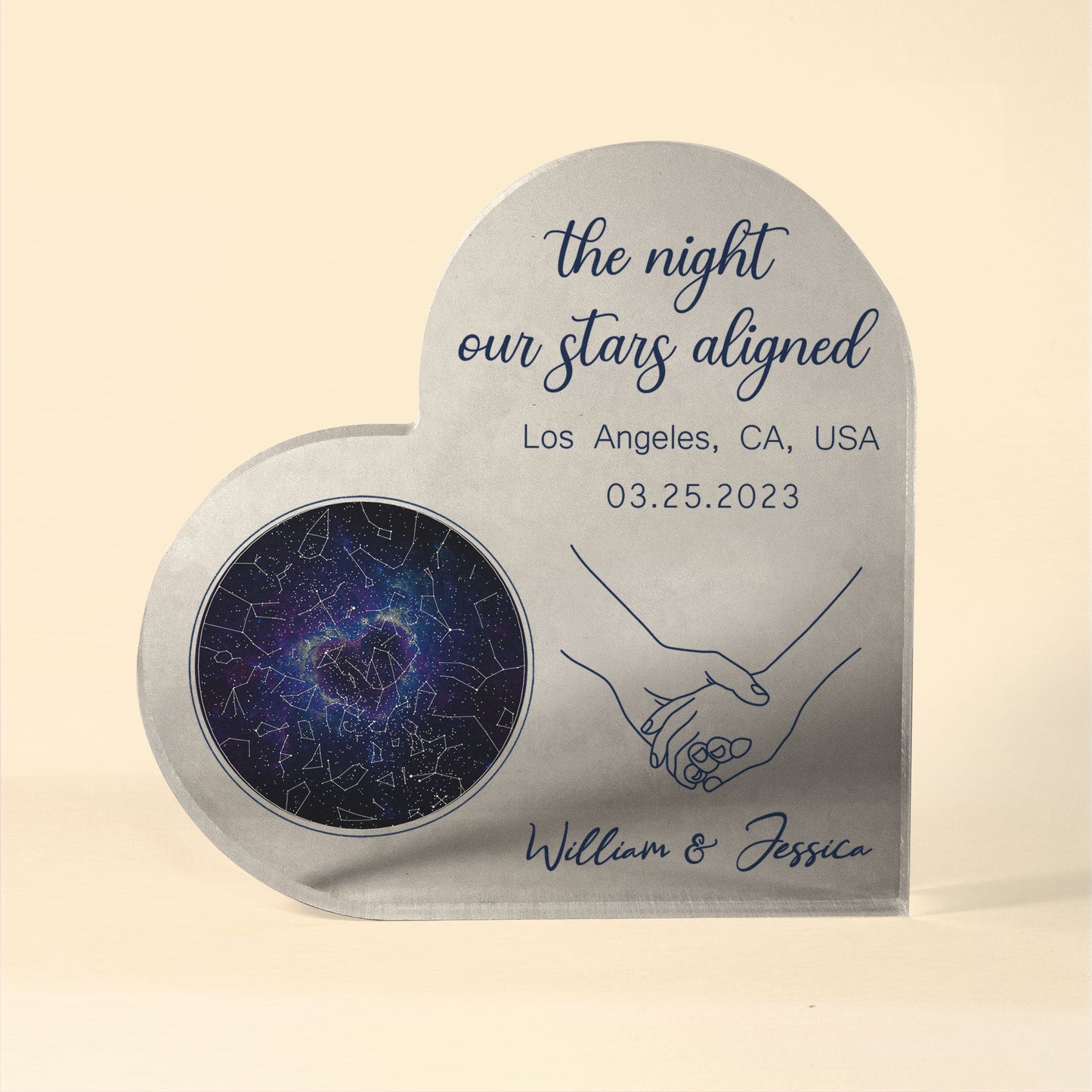 The Night Our Stars Aligned - Personalized Heart Shaped Acrylic Plaque