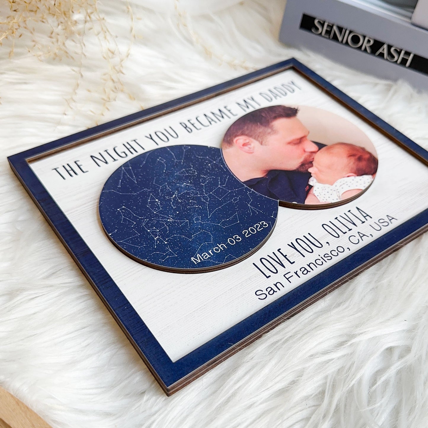 Father's Day Gifts, The Night You Became My Daddy - Personalized 2 Layers Wooden Photo Plaque