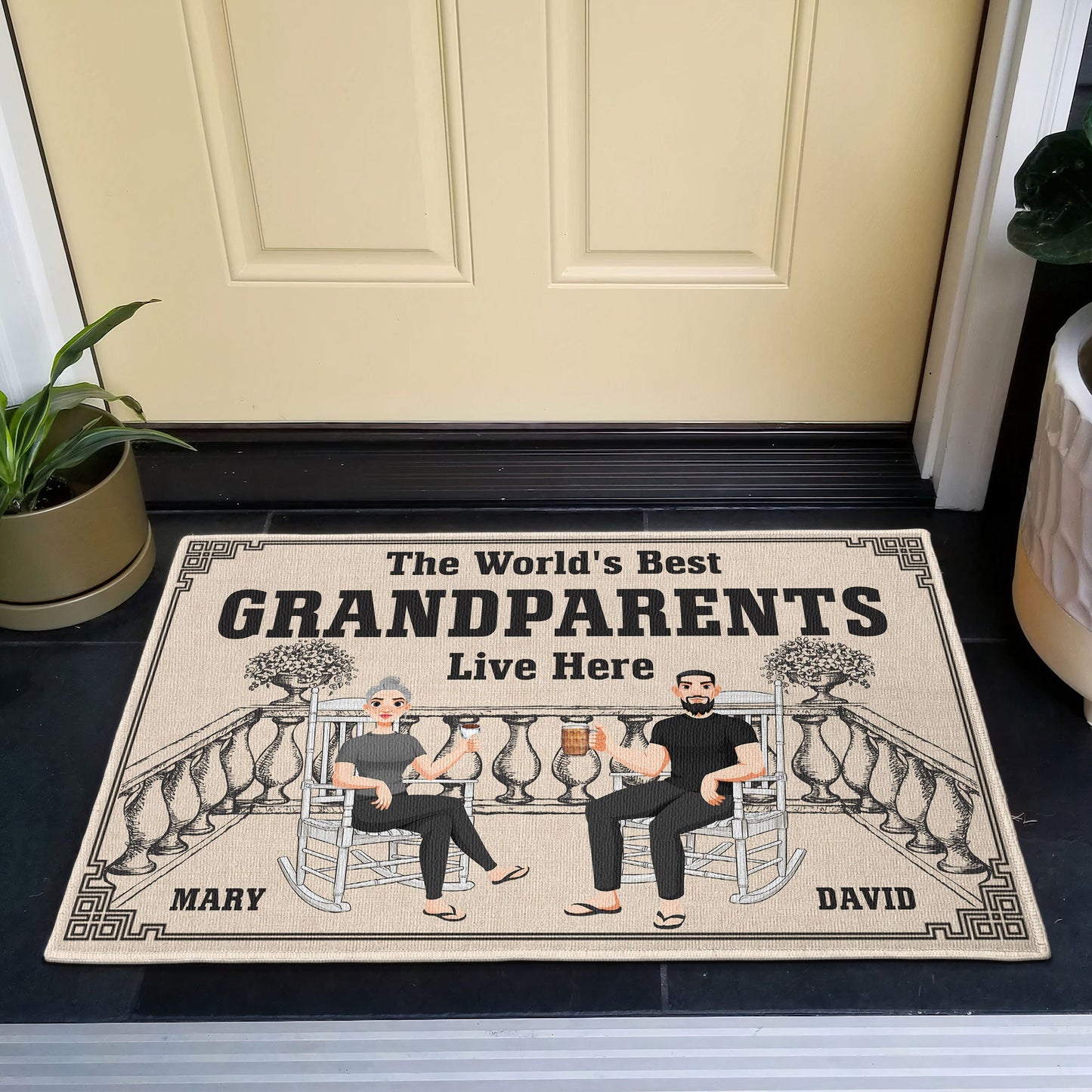 The World'S Best Grandparents Live Here - Personalized Doormat