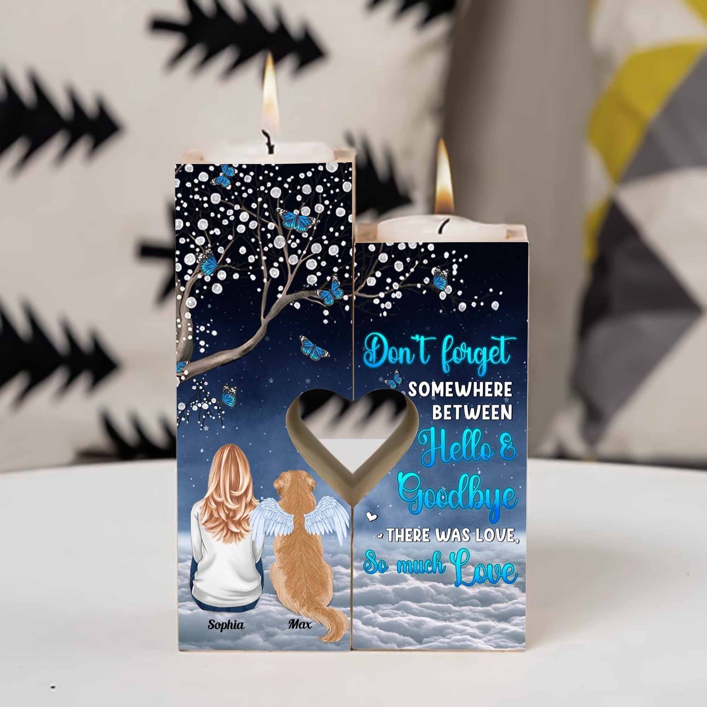 There Was So Much Love - Personalized Wood Candle Holder - Memorial Gift For Dog Lovers, Dog Mom