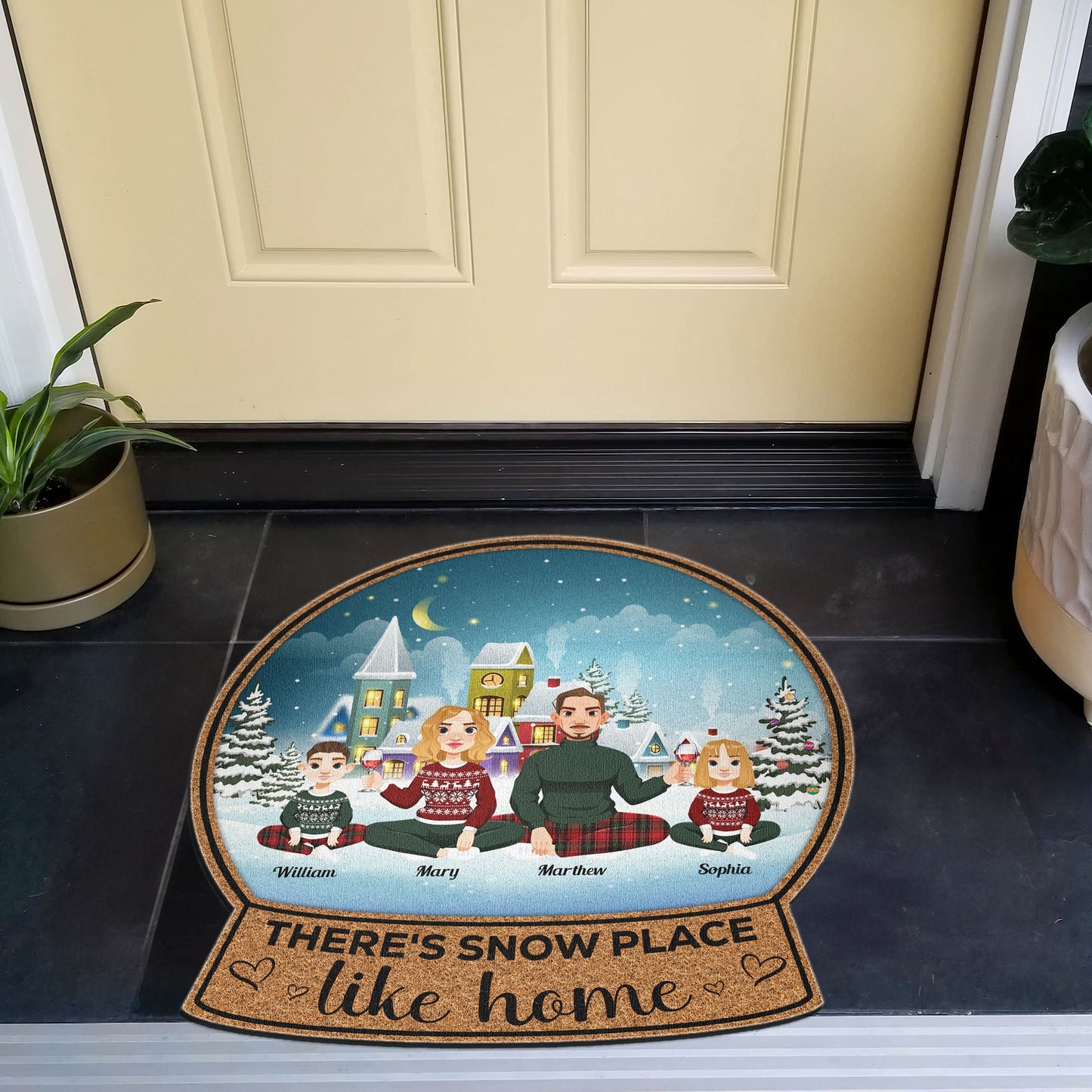There's Snow Place Like Home - Personalized Custom Shaped Doormat