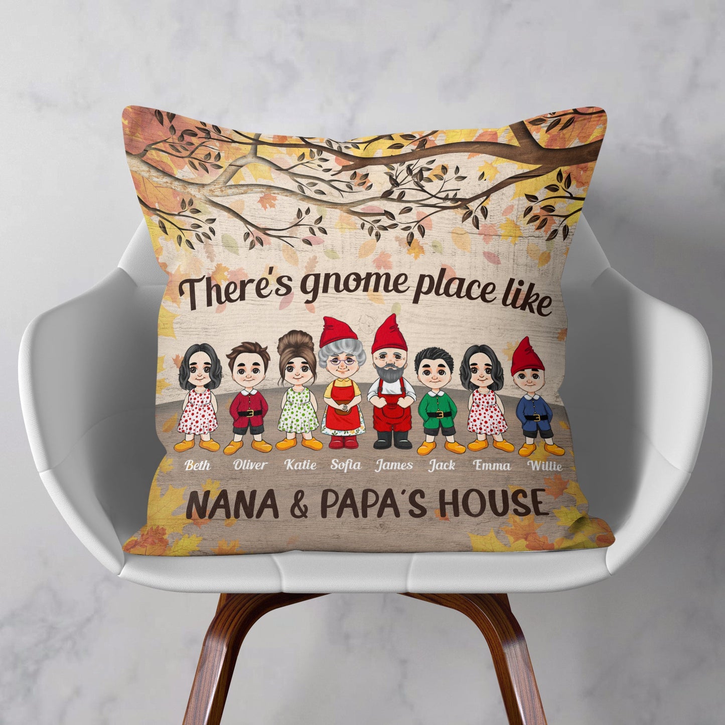 There's Gnome Place Like Home - Personalized Pillow (Insert Included) - Christmas Gift For Family