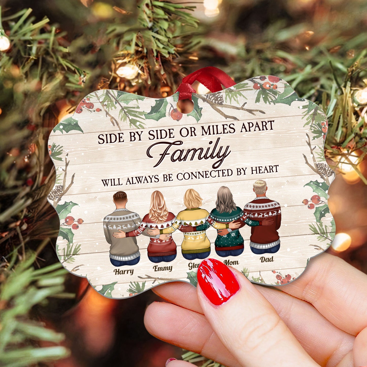 There's No Greater Gift Than Brothers & Sisters Family - Personalized Aluminum Ornament - Christmas Gift For Brothers & Sisters, Family Member - Family Hugging