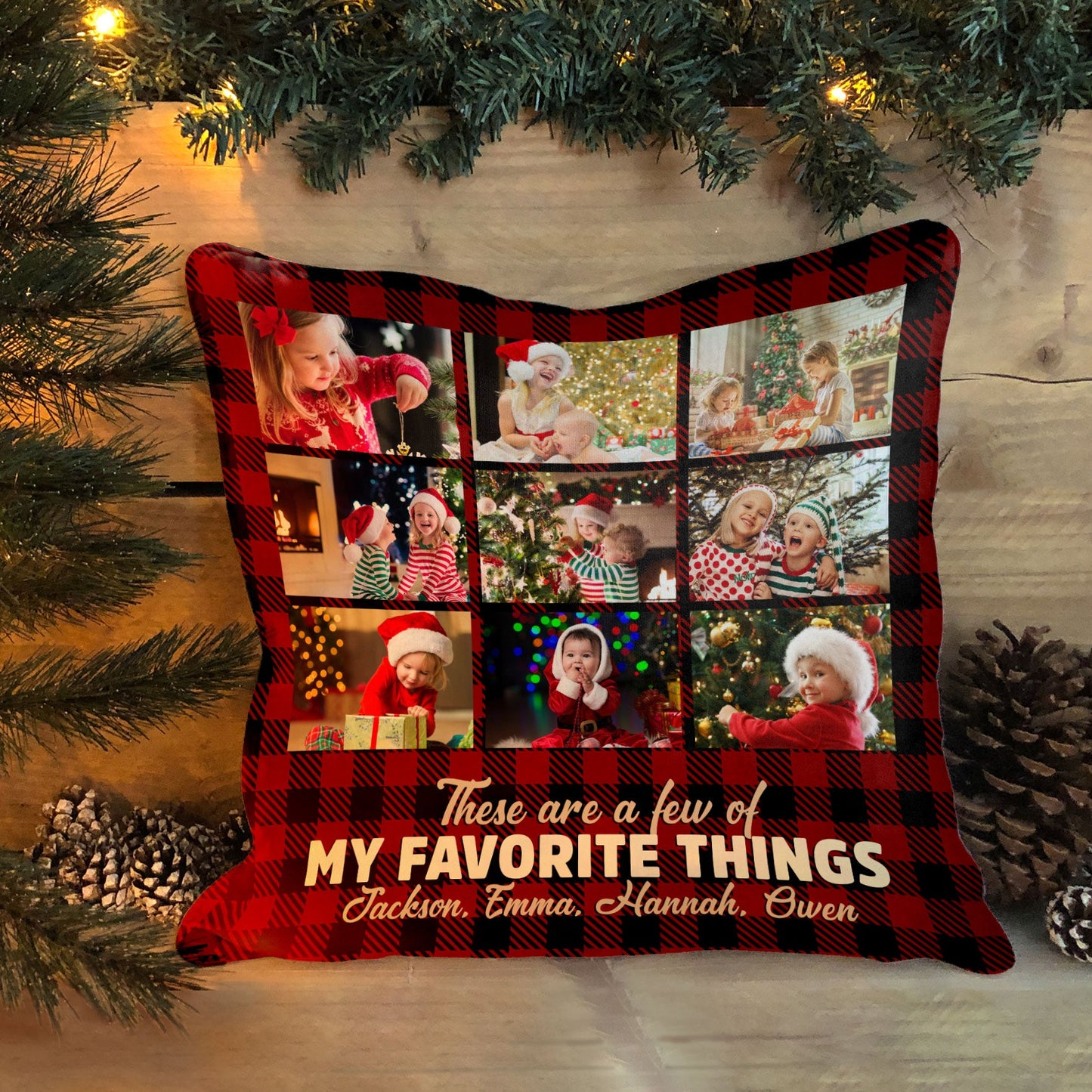 These Are A Few Of My Favorite Things - Personalized Photo Pillow (Insert Included) - Christmas Gift For Grandma, Nana, Mama, Family - Photo Upload