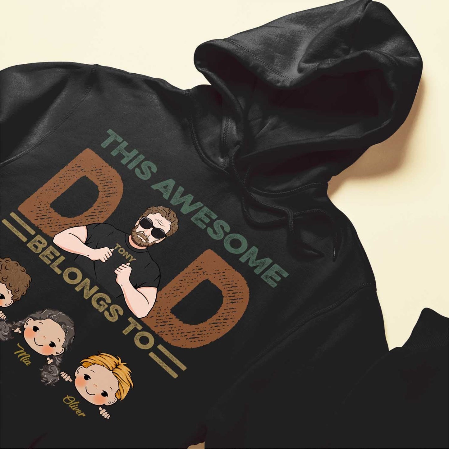 This Awesome Dad, Grandpa Belongs To - Personalized Shirt - Cute Kids Peeking