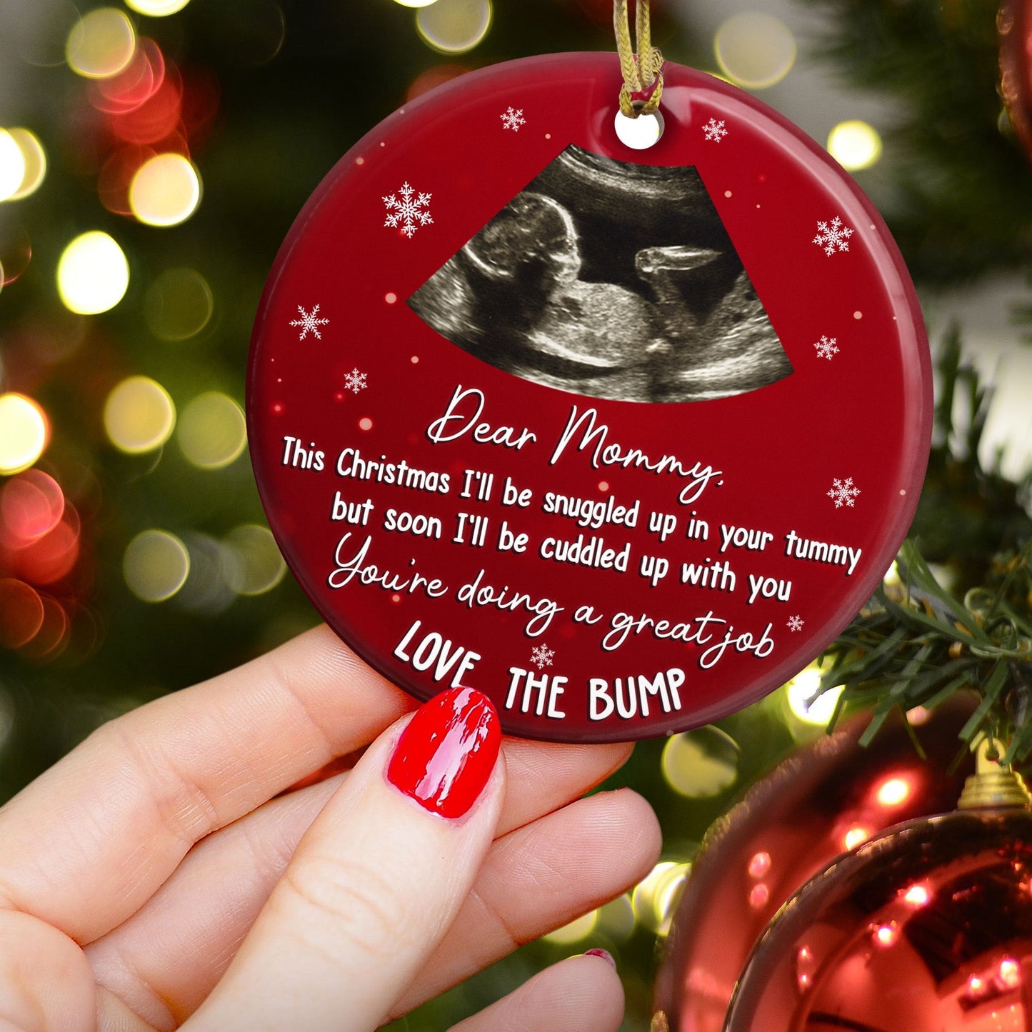 This Christmas I'll Be Snuggled - Personalized Photo Ceramic Ornament