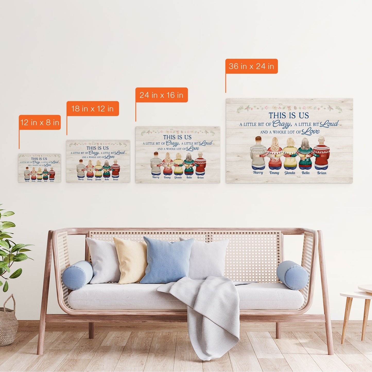 This Is Us A Little Bit Crazy, A Whole Lot Of Love - Personalized Canvas - Christmas Gift Family Canvas For Dad, Mom, Brothers, Sisters - Family Hugging