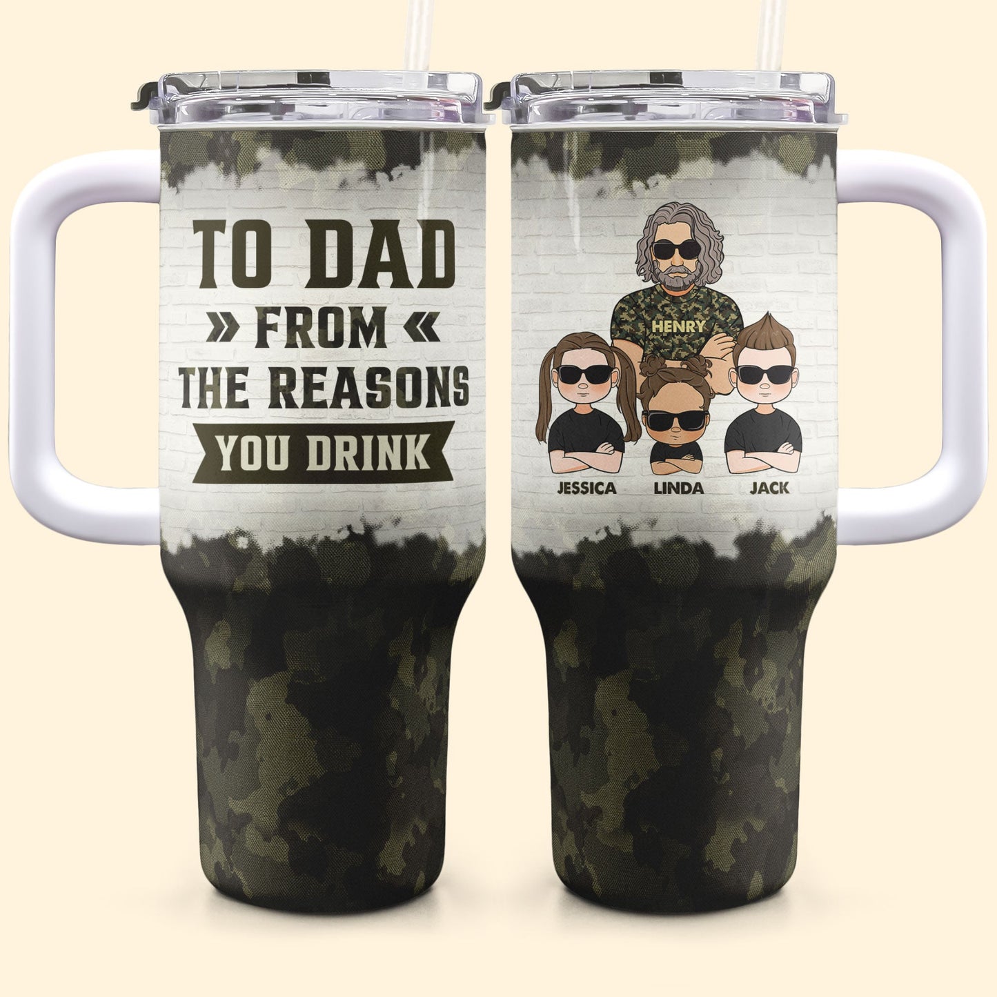 To Dad From The Reasons You Drink - Personalized 40oz Tumbler With Straw
