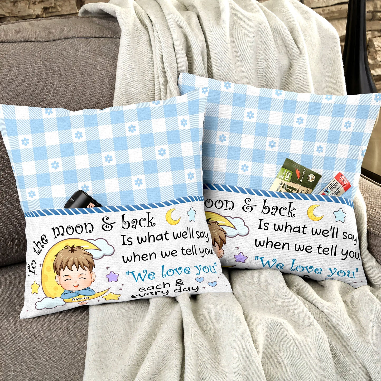 To The Moon & Back - Personalized Pocket Pillow (Insert Included)