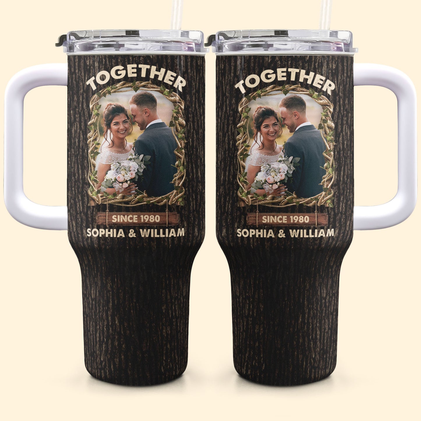 Together Since - Personalized Photo 40oz Tumbler With Straw