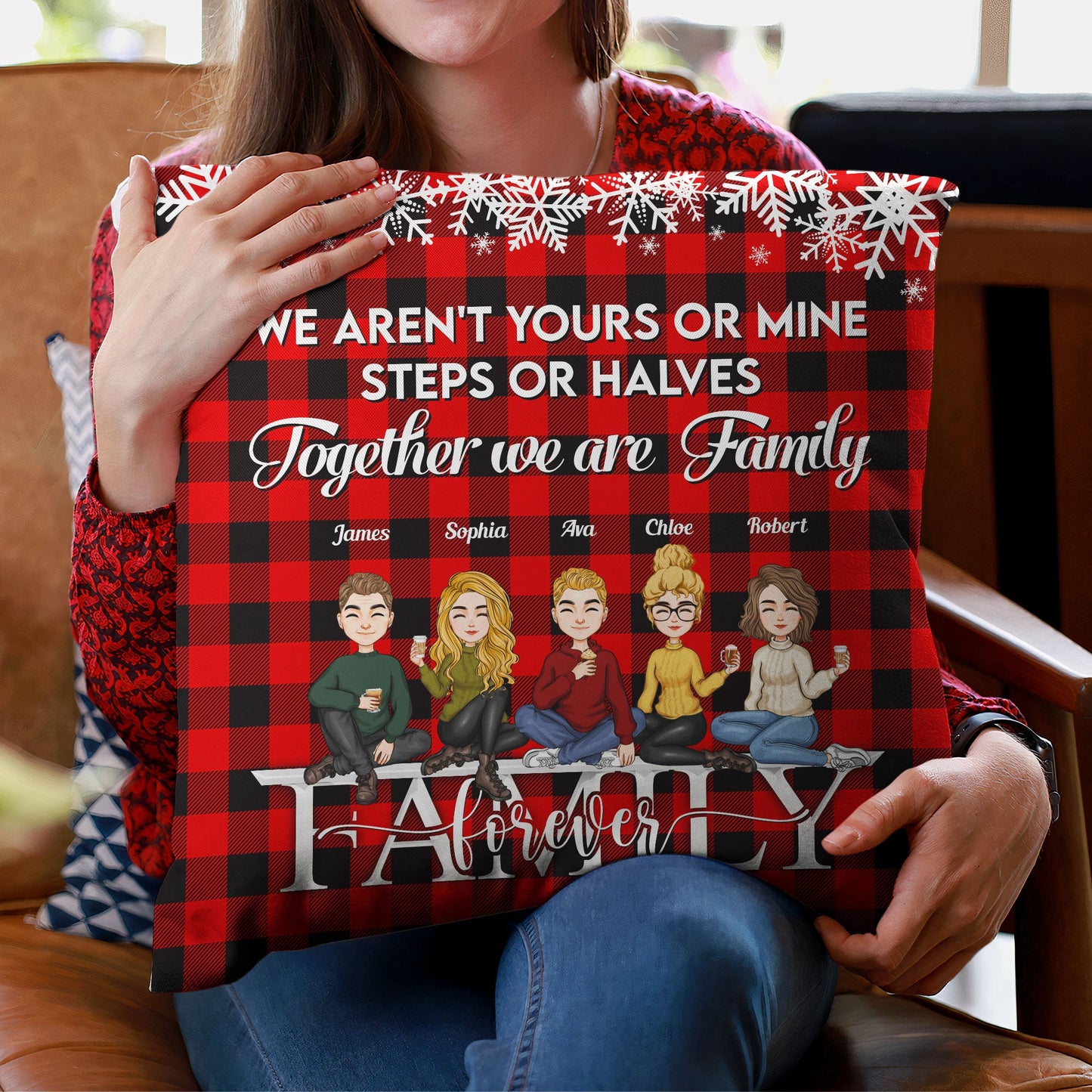 Together We Are Family - Personalized Pillow (Insert Included) - Christmas, Loving, Home Decor Gift For Step Family, Dad, Mom, Brothers, Sisters