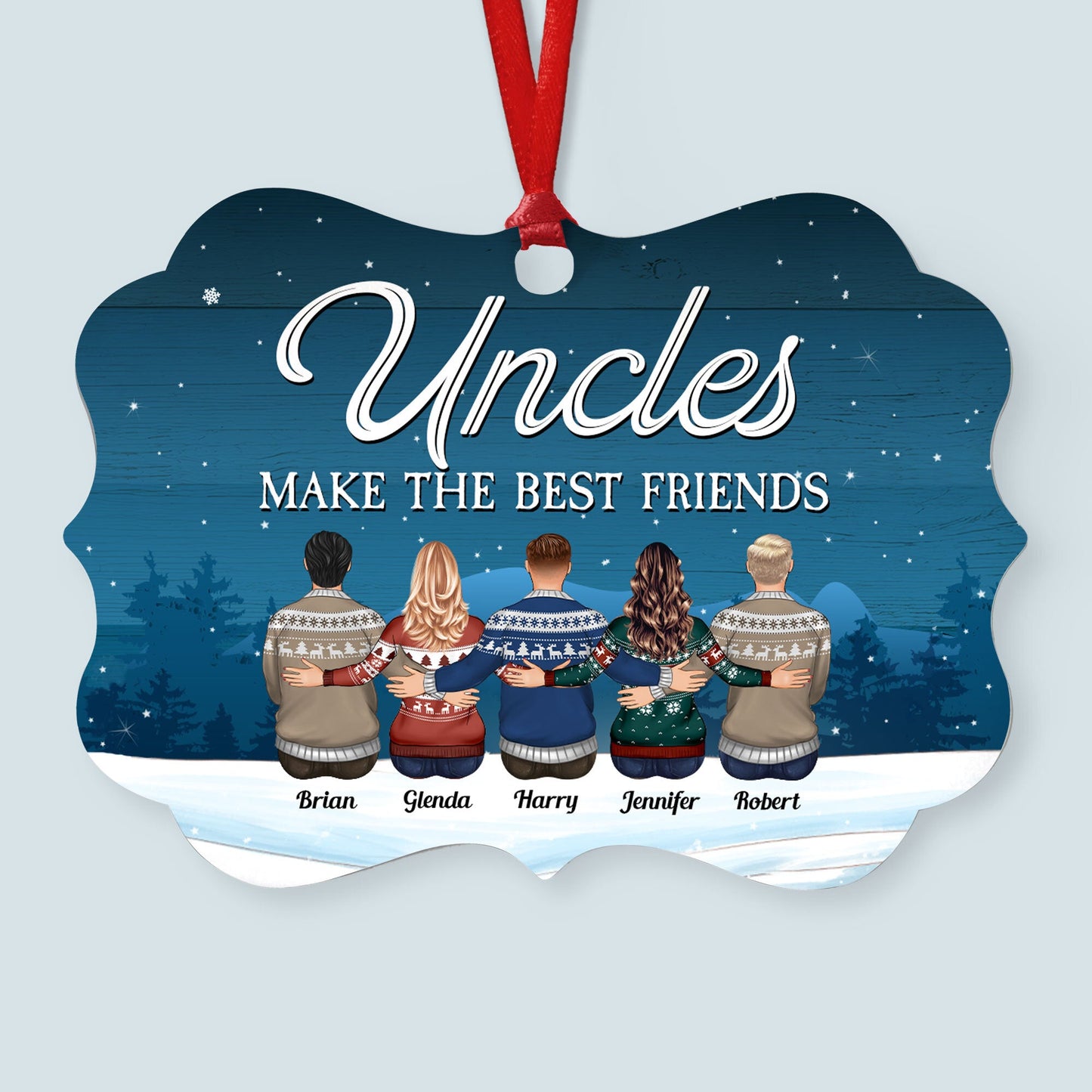 Uncles Like You Are Precious And Few - Personalized Aluminum Ornament - Christmas Gift For Uncles, Gift For Aunts, Gift For Cousins, Gift For Family - Family Hugging
