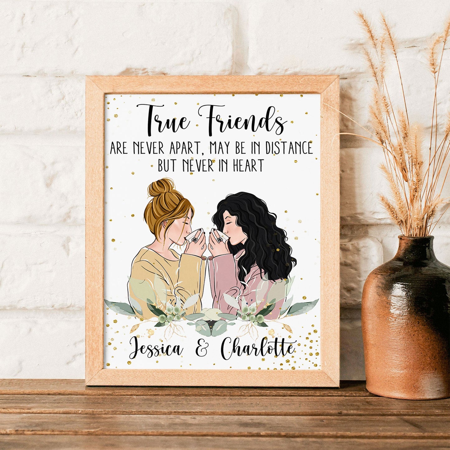 True Friends Are Never Apart - Personalized Poster - Birthday Gift For Besties, BFF, Sisters, Sistas, Co-workers