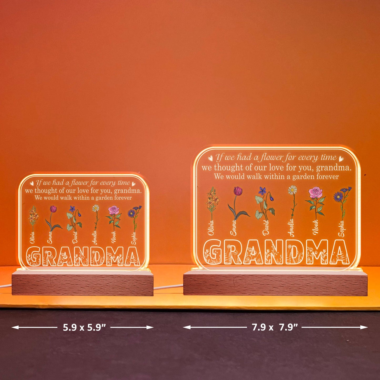 Walk Within A Garden Forever - Personalized 3D LED Light Wooden Base