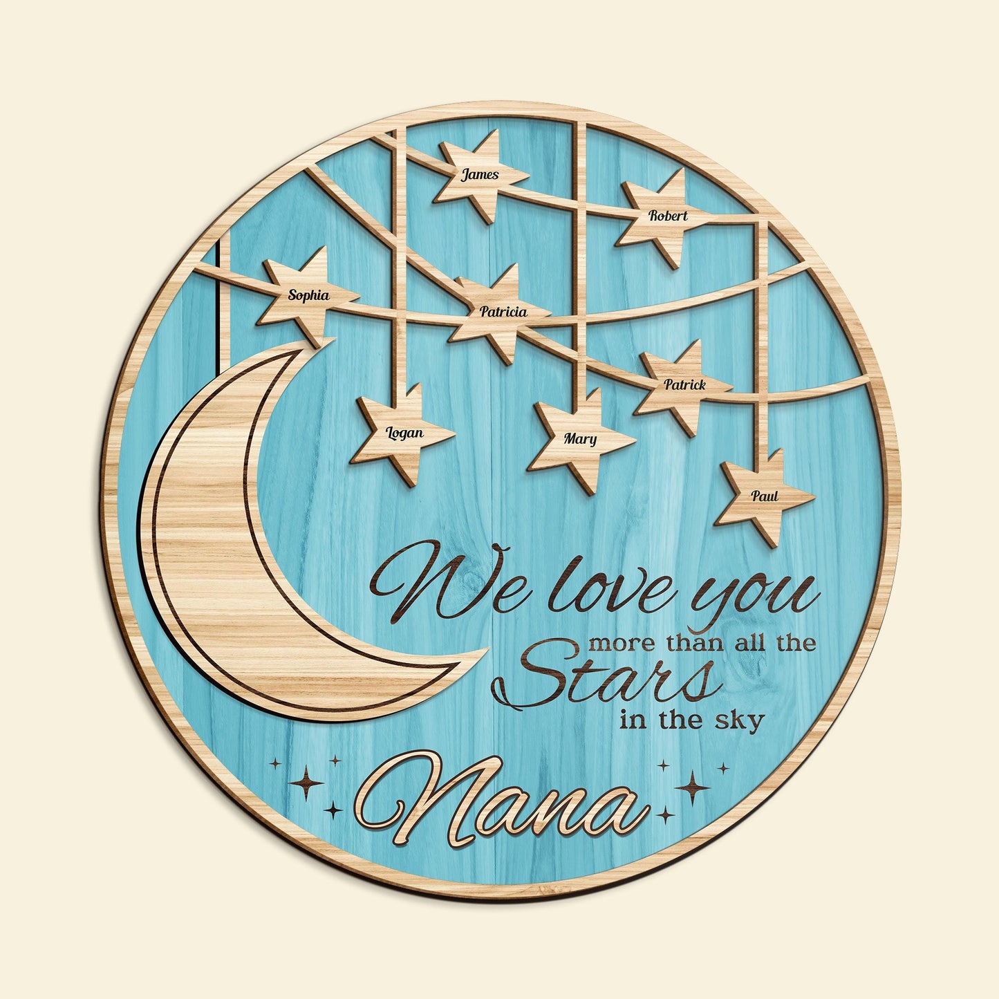 We Love You More Than All The Stars - Personalized 2 Layer Custom Shaped Wood Sign