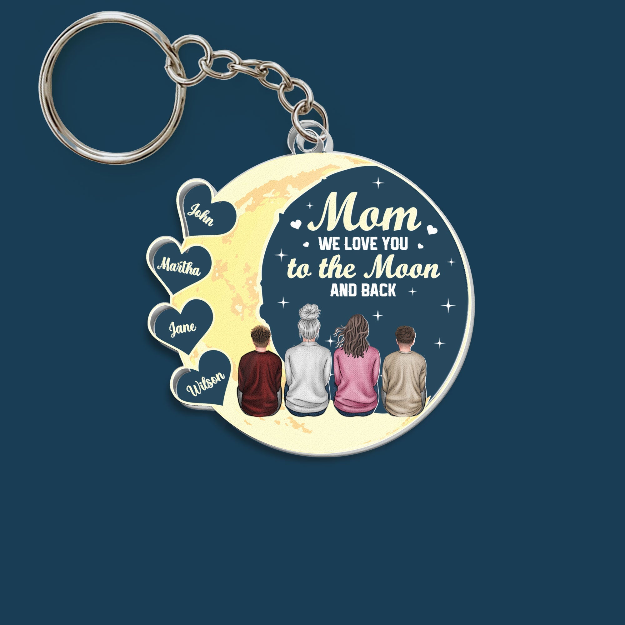 We Love You To The Moon And Back Personalized Acrylic Keychain