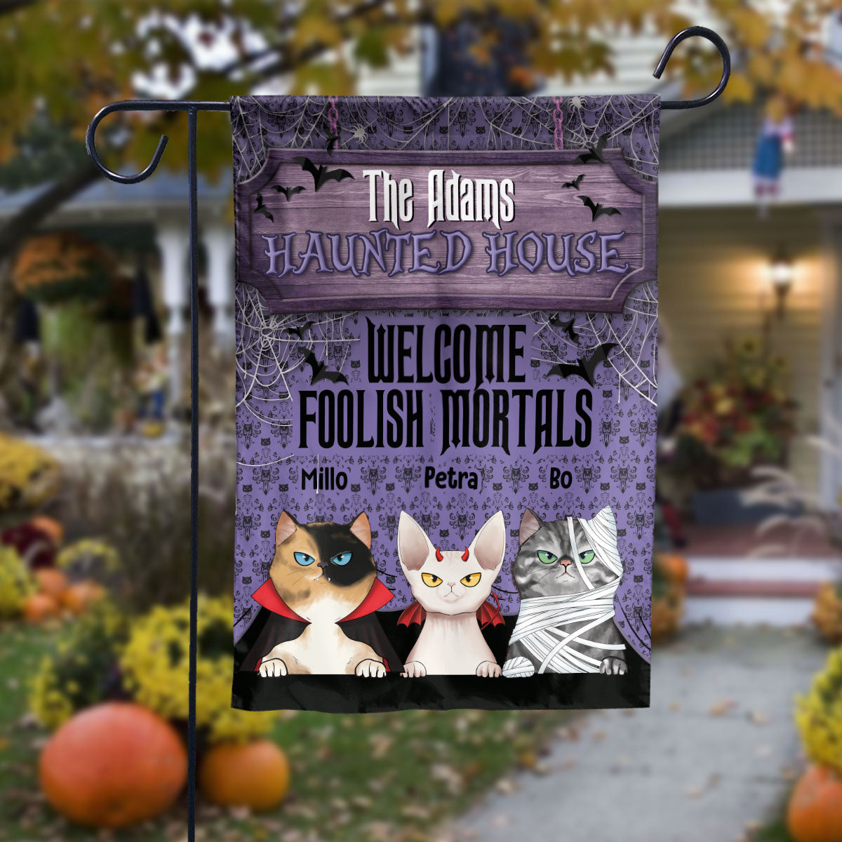 Welcome Foolish Mortals To Haunted House - Personalized Flag