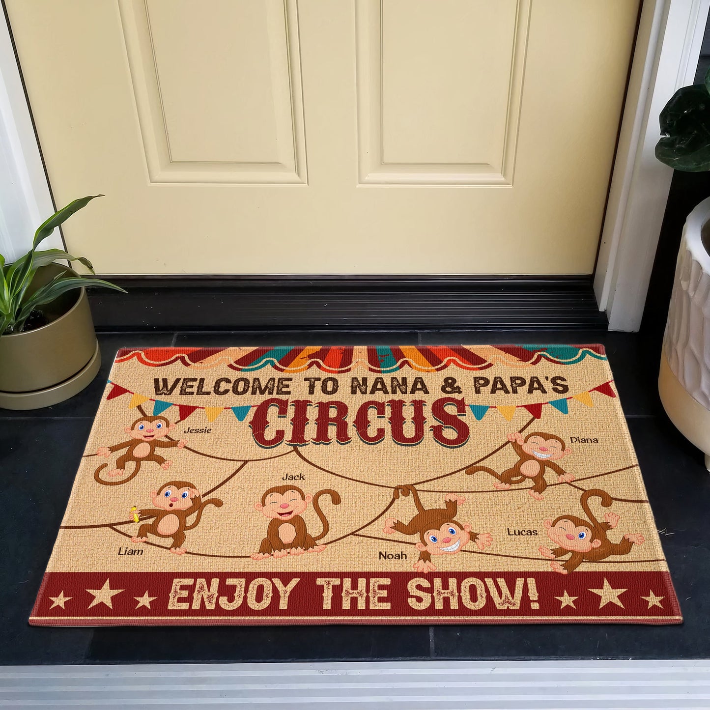 Welcome To Nana & Papa's Circus - Personalized Doormat
