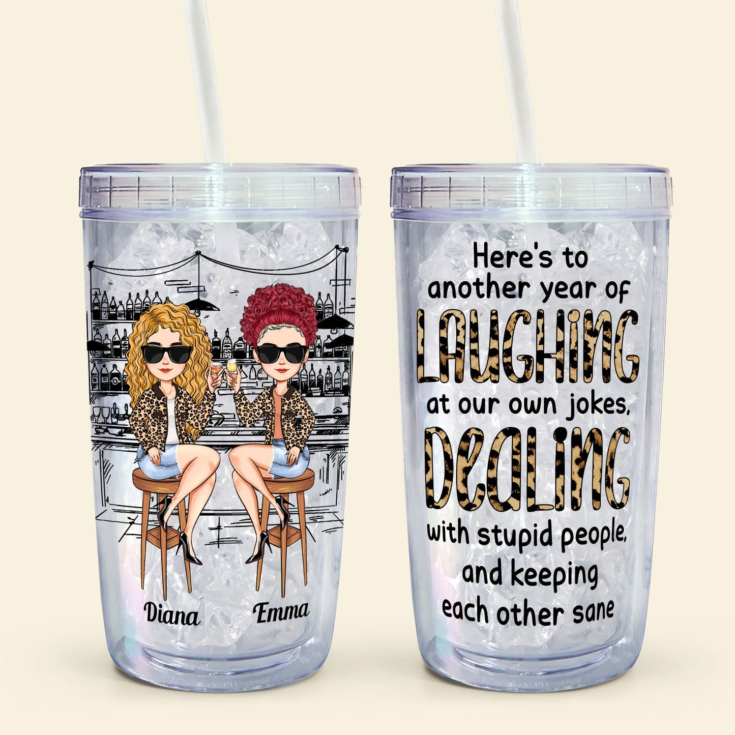 We'll Be New Besties - Personalized Acrylic Tumbler With Straw