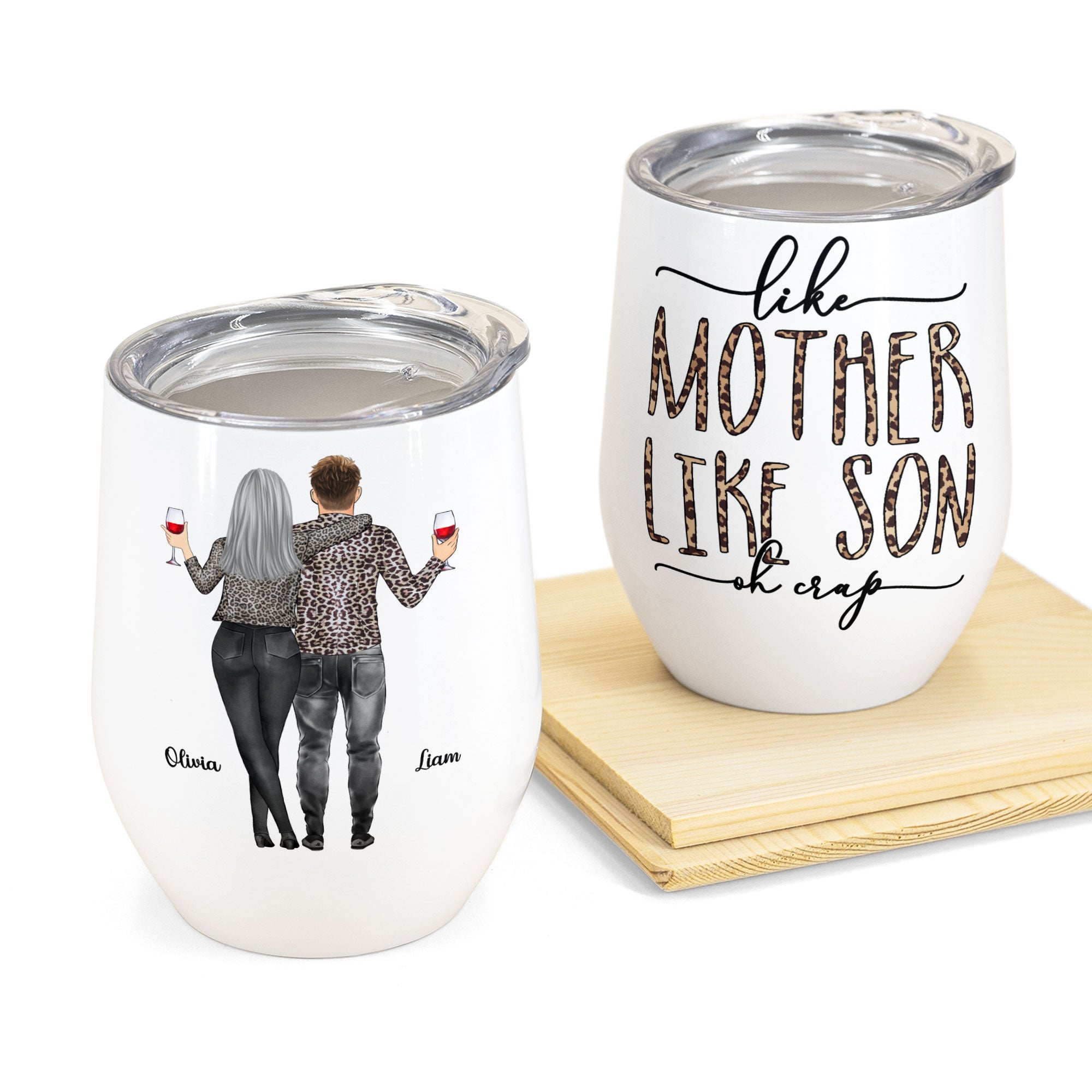 Aunt Like A Mom Only Cooler Engraved Wine Tumbler - LemonsAreBlue