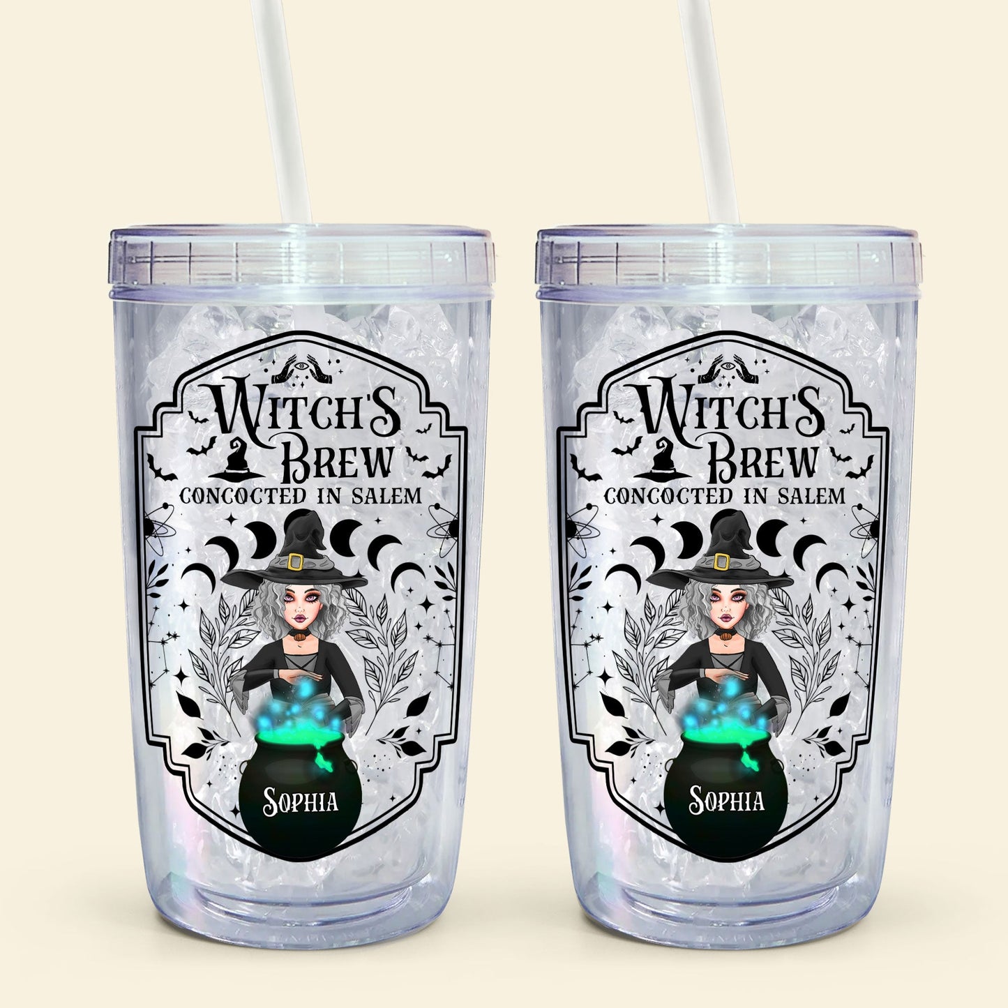 Witch Brew Concocted In Salem - Personalized Acrylic Tumbler With Straw