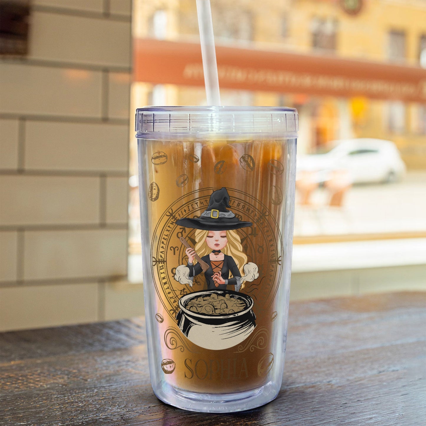 Witch Needs Coffee - Personalized Acrylic Tumbler With Straw