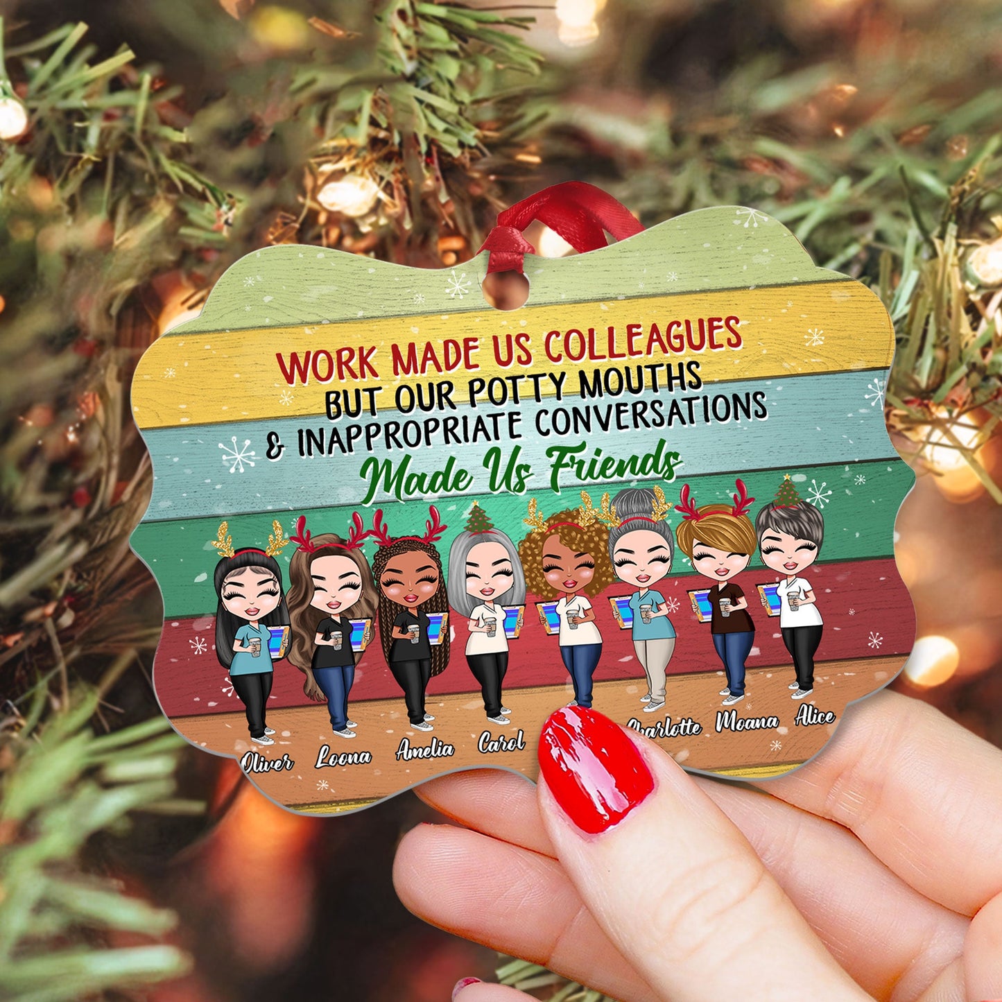 Our Potty Mouths Made Us Friends - Personalized Aluminum Ornament - Christmas Gift For Colleagues