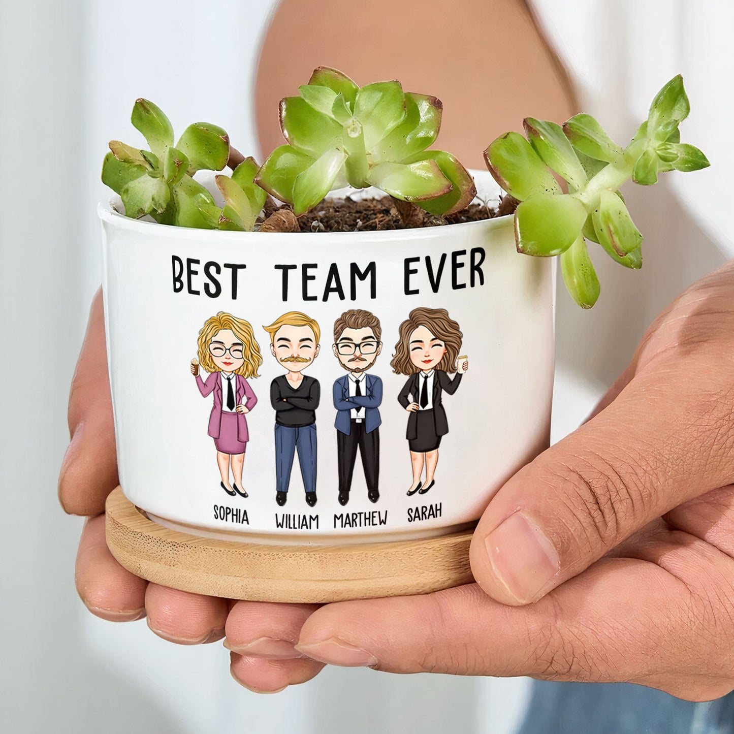 Work Would Succ Without You - Personalized Ceramic Plant Pot With Tray