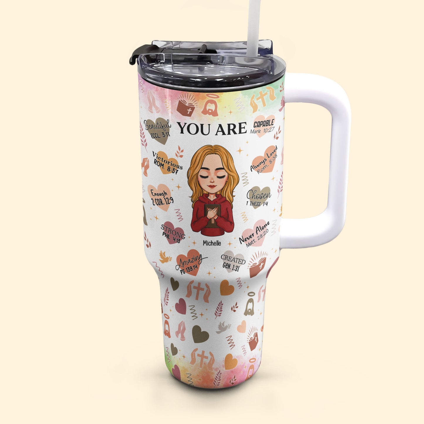 You Are Bible Verse Christian Gift For Women - Personalized 40oz Tumbler With Straw