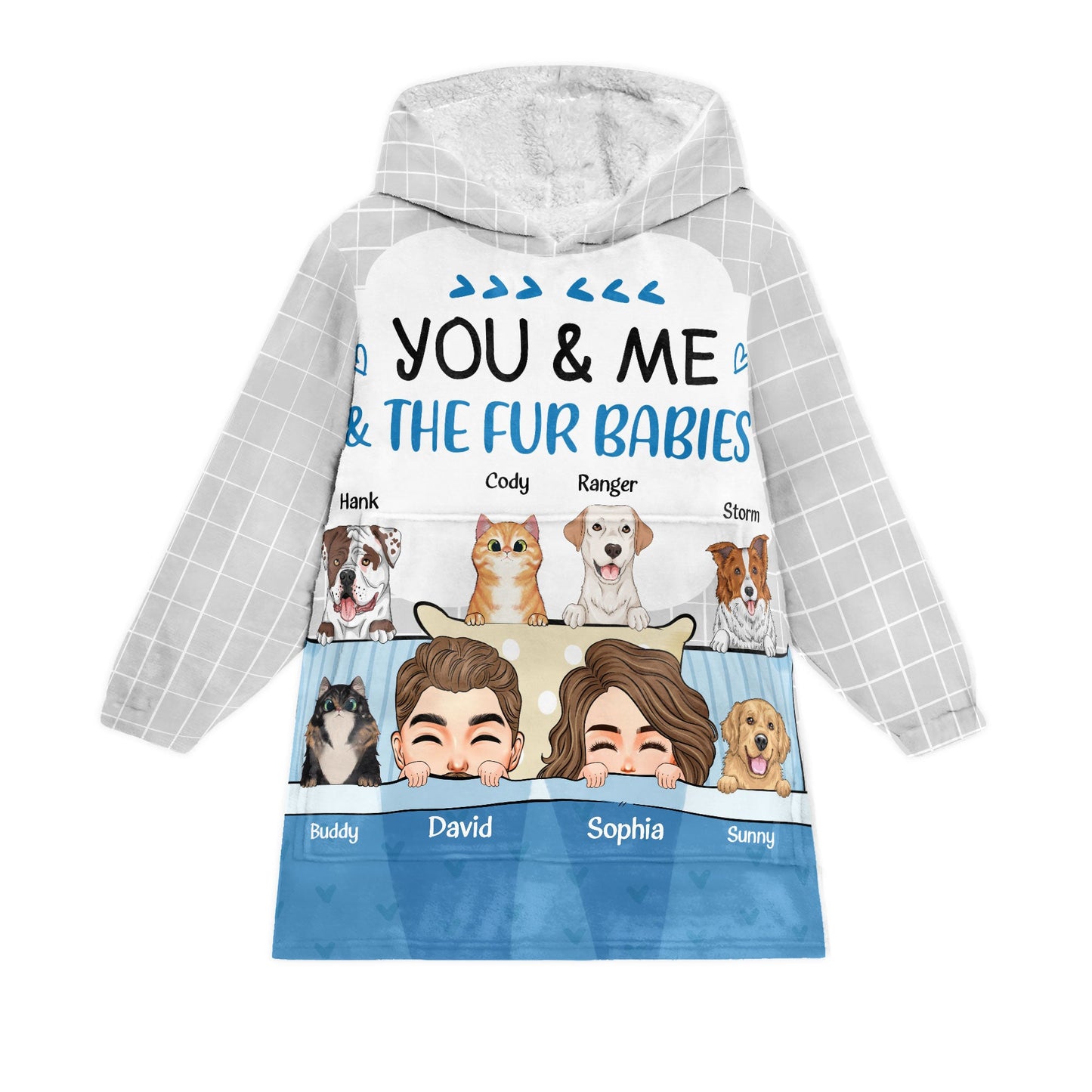 You, Me, Fur Babies - Personalized Oversized Blanket Hoodie