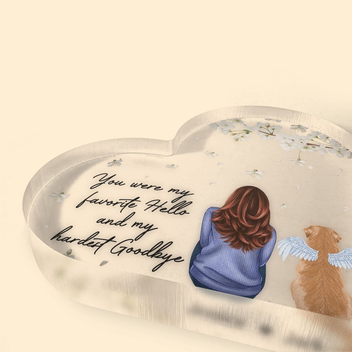 You Were My Favorite Hello And Hardest Good Bye - Personalized Heart Shaped Acrylic Plaque