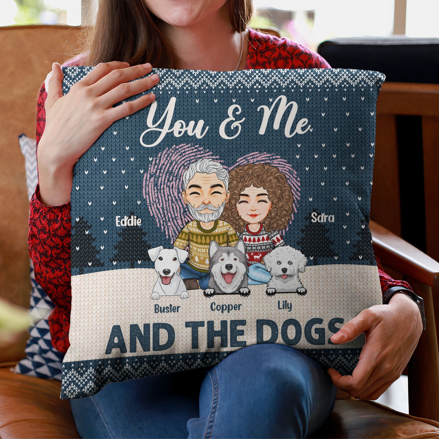 You & Me And The Dogs - Personalized Pillow (Insert Included)